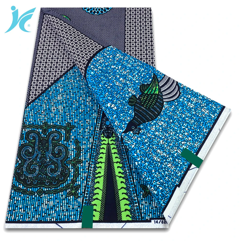 Ankara Wax Fabric 6 Yards High Quality African Wax Print Fabric 100% Cotton Soft Dutch Hollandais Fabric for Men&Women Dresses