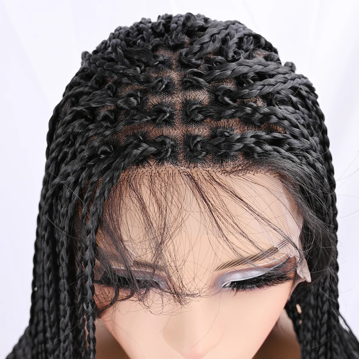 Synthetic Full Lace Wig Braided Wigs For Black Women Cornrow Box Wig Braid 36 Inches Braiding Hair Knotless Box Braids Wigs