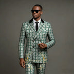 Men Suits 2 Piece Peaked Lapel Double Breasted Fashion Prom Suits Slim Fit Blazer Sets Brown Plaid Mens Wedding Wear Coat+Pant