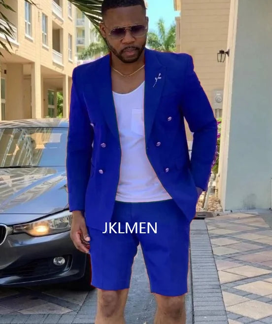 Men's Suits Summer Red Blazer Double Breasted Men With Short Pant Wedding Groom Prom Party Terno Masculino For Man Jacket