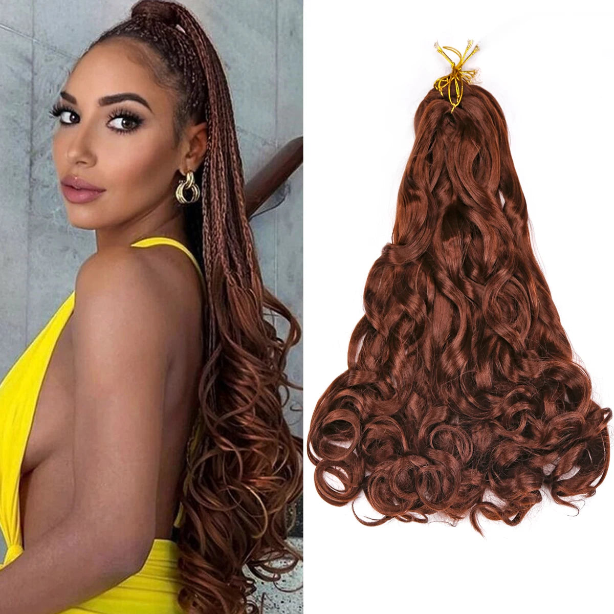 French Curls Braiding Hair Synthetic Hair Spiral Curls Braids Hair Pre Stretched Loose Wave Braiding Hair Extensions For Women