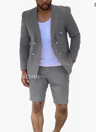 Men's Suits Summer Red Blazer Double Breasted Men With Short Pant Wedding Groom Prom Party Terno Masculino For Man Jacket