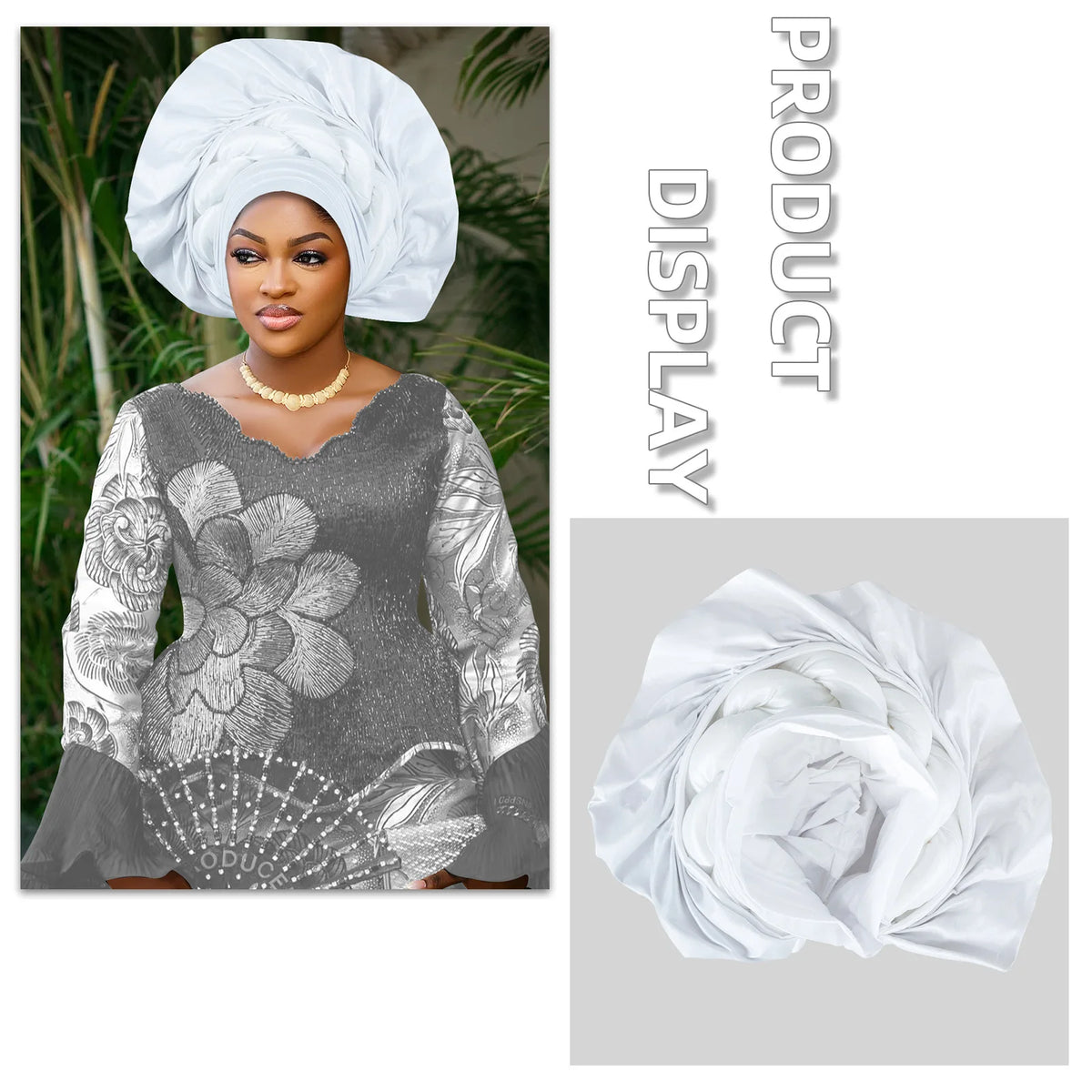 Exaggerated Fan-shaped Auto Gele Alrady Made Headtie for Women African Lady Headwraps Wedding Party Head Ties Female Turban Cap
