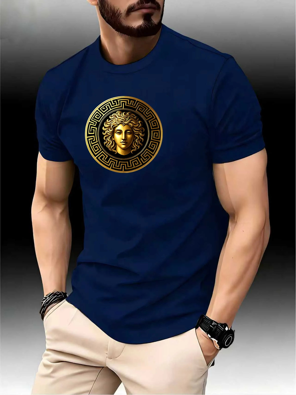 Round Neck Running Tshirt Men Thin Top Art Printing Quick Dry Short Sleeve Breathable Fitness Sports T-shirt Wear for all Season