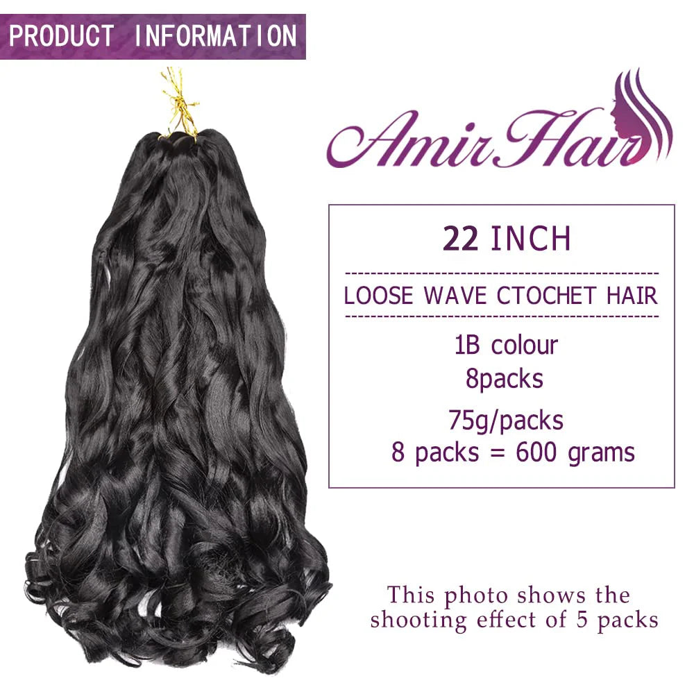French Curls Braiding Hair Synthetic Hair Spiral Curls Braids Hair Pre Stretched Loose Wave Braiding Hair Extensions For Women