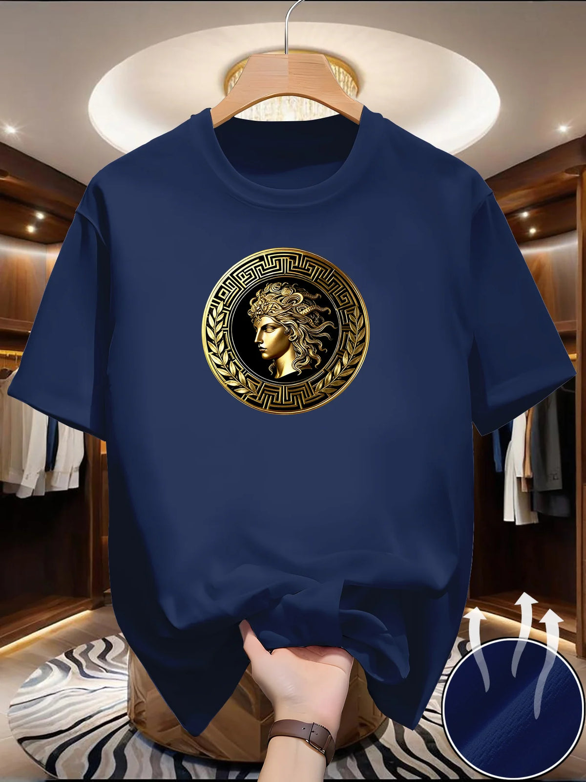 Men's Side face beauty print T-shirt Summer Outdoor Casual Sports Quick Drying Short Sleeve Top Europe Size Men Clothing for Son