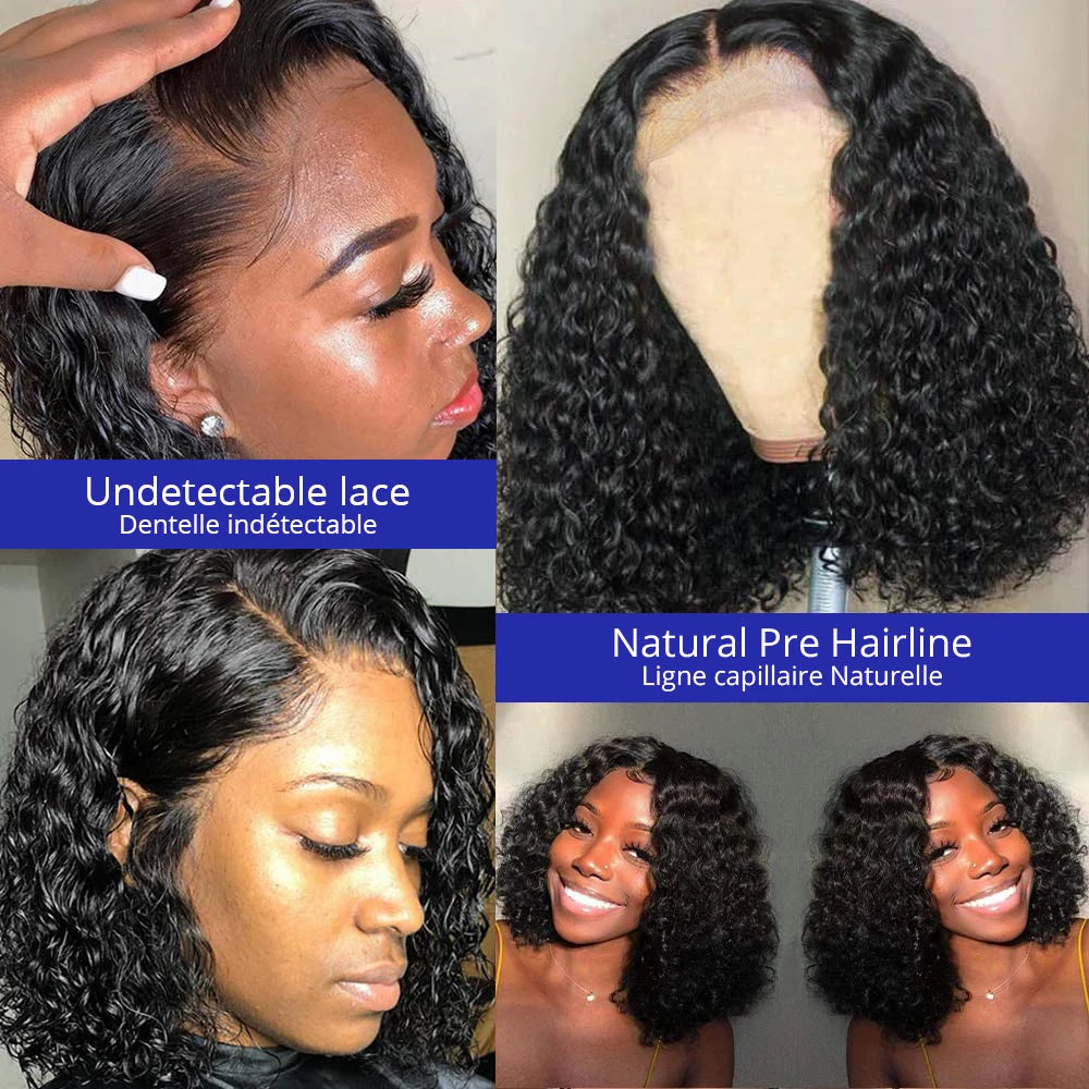 Deep Wave 13X6 Hd Lace Frontal Wig For Women 250% Vietnamese Water Curly 13x4 Lace Front Wig Short Bob Glueless Wigs Human Hair Natural Color