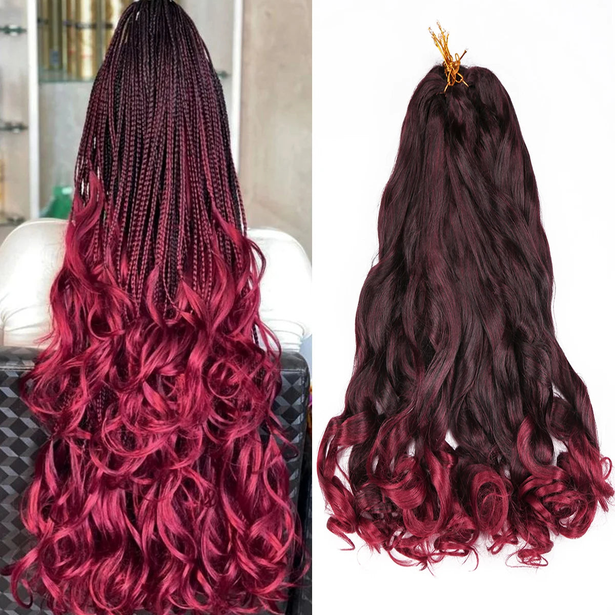 French Curls Braiding Hair Synthetic Hair Spiral Curls Braids Hair Pre Stretched Loose Wave Braiding Hair Extensions For Women