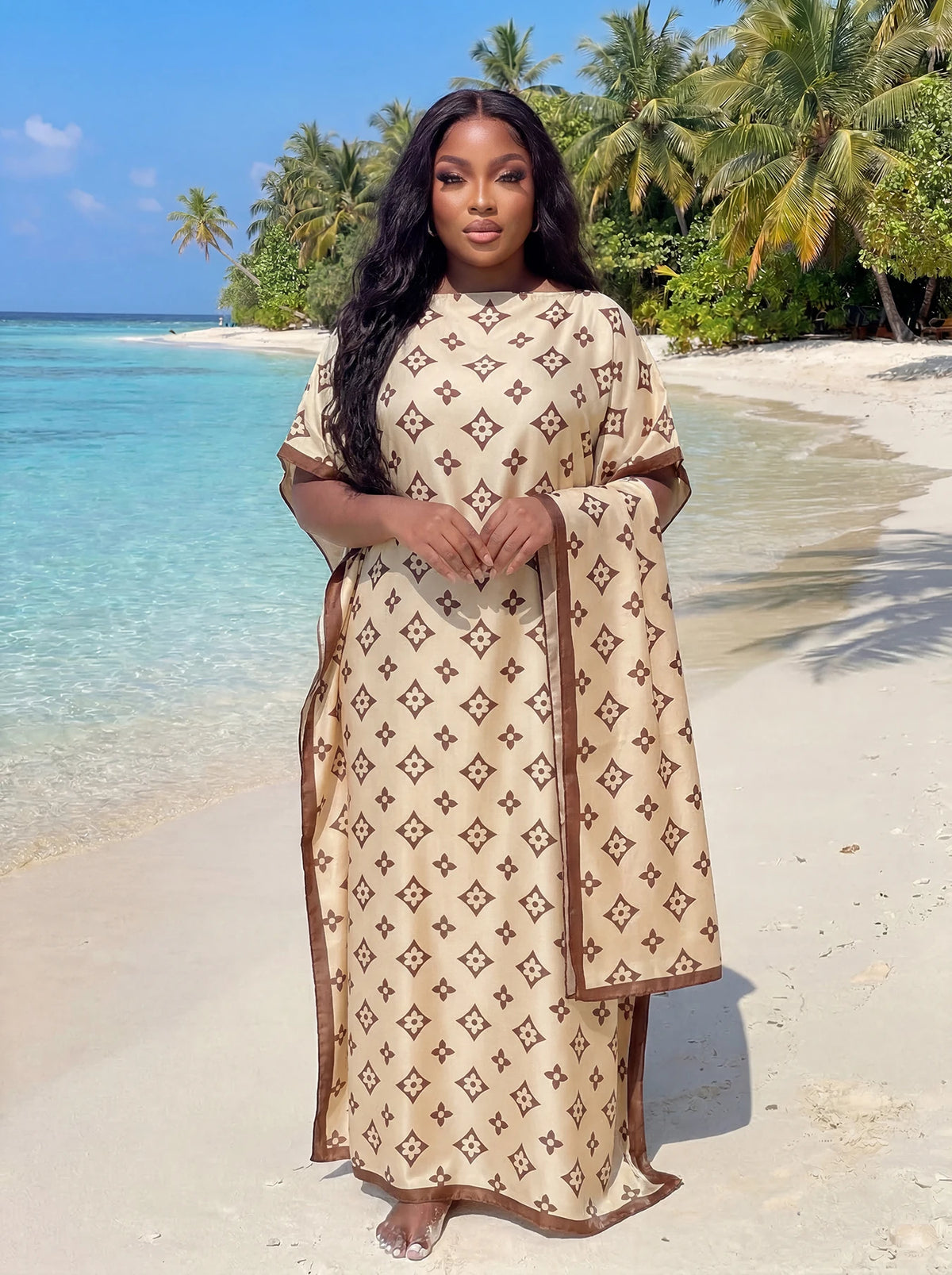 Muslim Dress Lady Party European Clothes American Clothing Abaya Dubai Maxi African Design Loose Print Robe Gowns