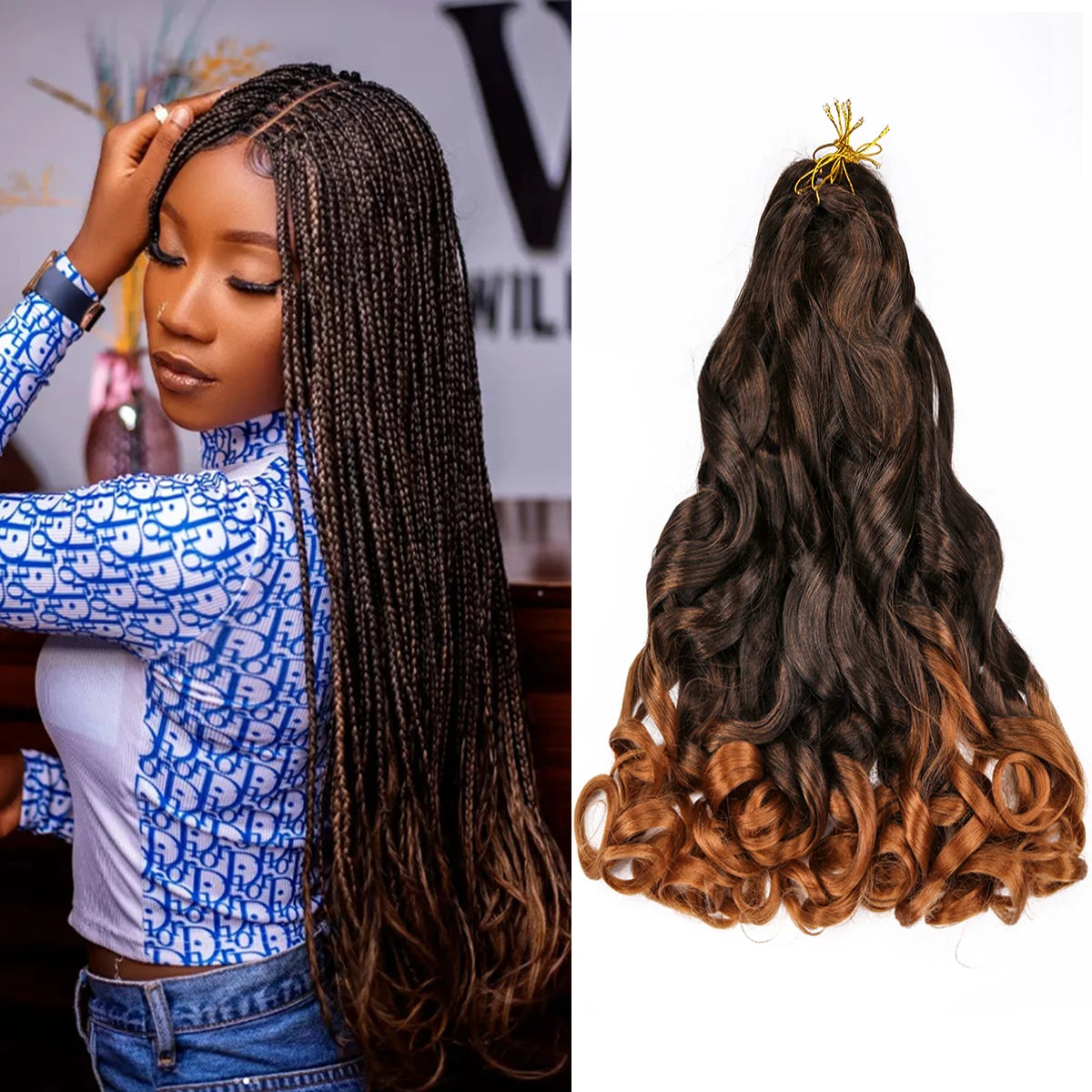 French Curls Braiding Hair Synthetic Hair Spiral Curls Braids Hair Pre Stretched Loose Wave Braiding Hair Extensions For Women