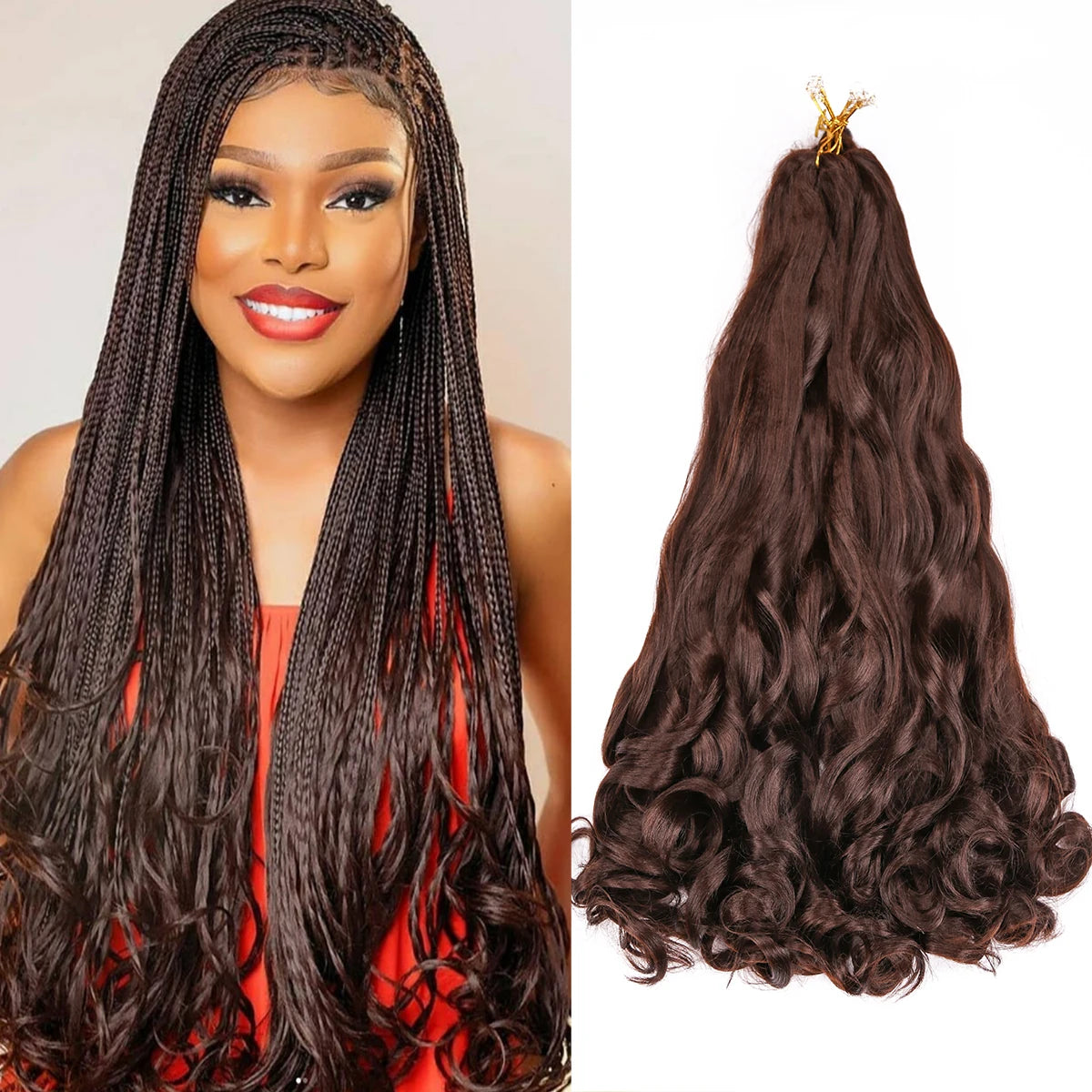 French Curls Braiding Hair Synthetic Hair Spiral Curls Braids Hair Pre Stretched Loose Wave Braiding Hair Extensions For Women