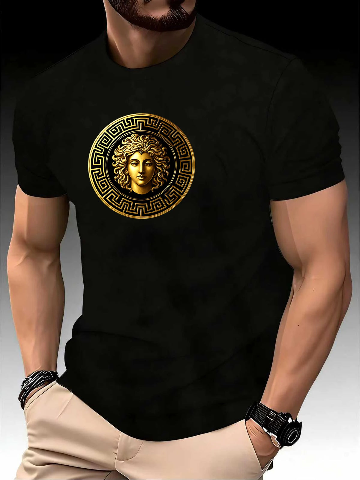 Round Neck Running Tshirt Men Thin Top Art Printing Quick Dry Short Sleeve Breathable Fitness Sports T-shirt Wear for all Season
