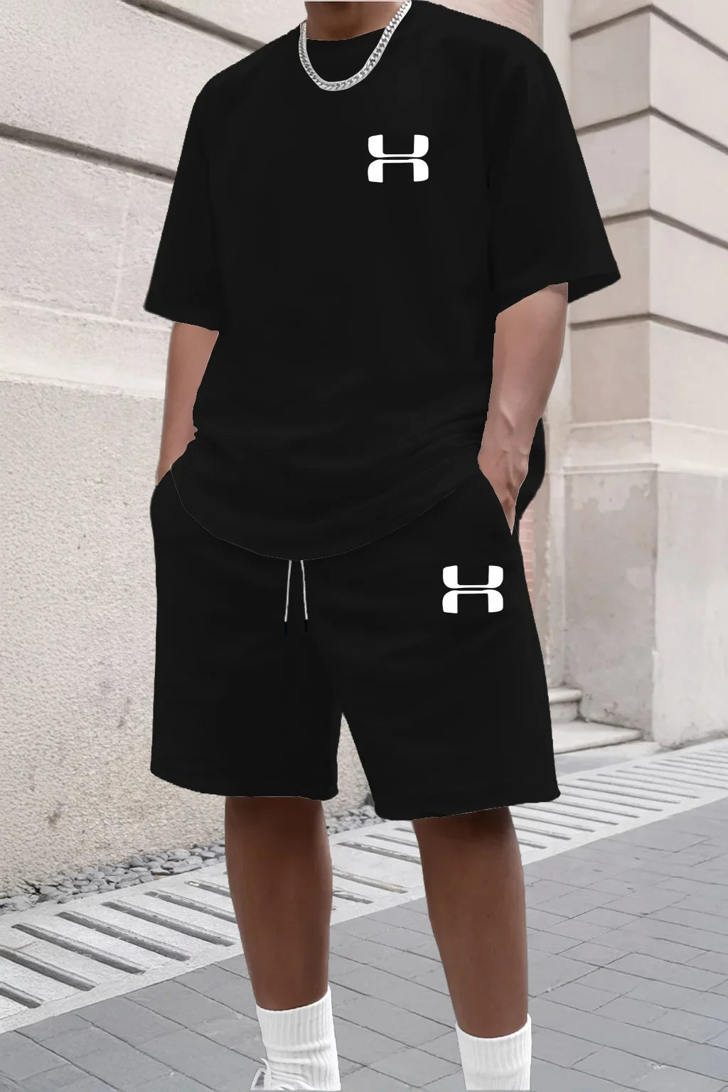 2026 Men's Sporty Suit Set, Including Short Shirt and Sports Shorts, Two Casual Suits