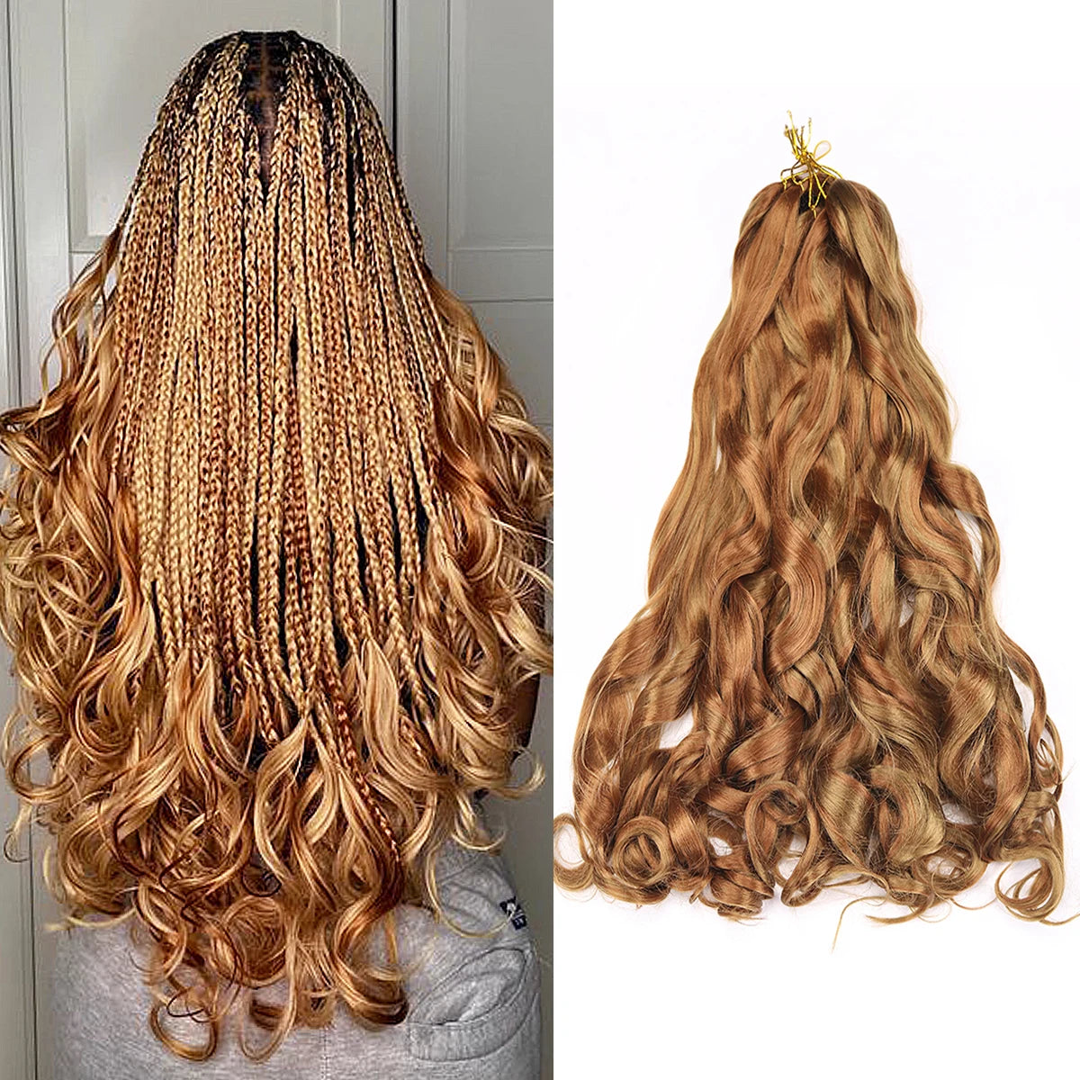 French Curls Braiding Hair Synthetic Hair Spiral Curls Braids Hair Pre Stretched Loose Wave Braiding Hair Extensions For Women