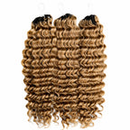 Honey Blonde Highlight Deep Wave Pre-Separated Human Crochet Hair Deep Curly Feather Crochet Braids Hair Extensions For Women