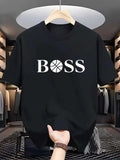 Men's summer fashion casual sports loose print round neck short sleeved T-shirt topBreathable Quick Drying
