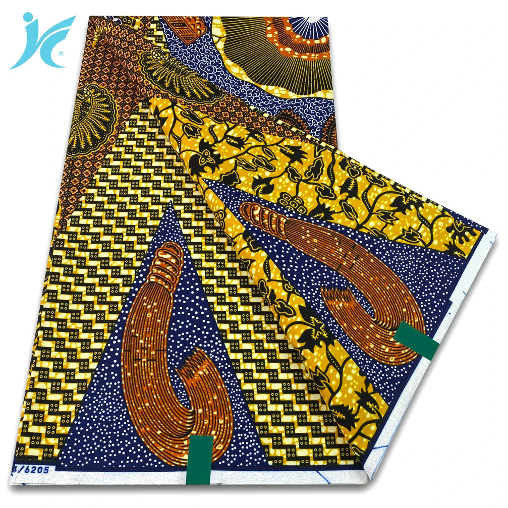 Ankara Wax Fabric 6 Yards High Quality African Wax Print Fabric 100% Cotton Soft Dutch Hollandais Fabric for Men&Women Dresses