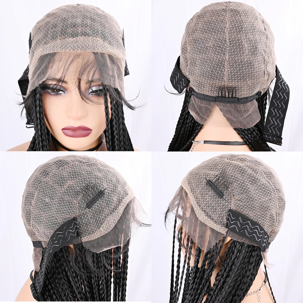 Synthetic Full Lace Wig Braided Wigs For Black Women Cornrow Box Wig Braid 36 Inches Braiding Hair Knotless Box Braids Wigs