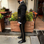 Modern Man Tuxedos Beaded Peaked Lapel Wedding Suit Formal 2 Pcs Jacket Pants One Button Evening Groom Party Outfits Customized