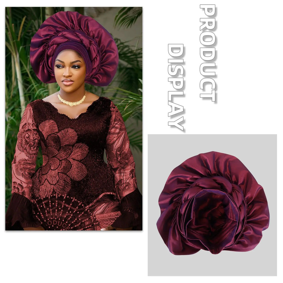Exaggerated Fan-shaped Auto Gele Alrady Made Headtie for Women African Lady Headwraps Wedding Party Head Ties Female Turban Cap
