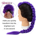 Synthetic Long Braided Purple Hair Ponytail Extensions Rumi Hairstyle Claw Clip Hair Wig for Women or Kids Costume for Chritmas