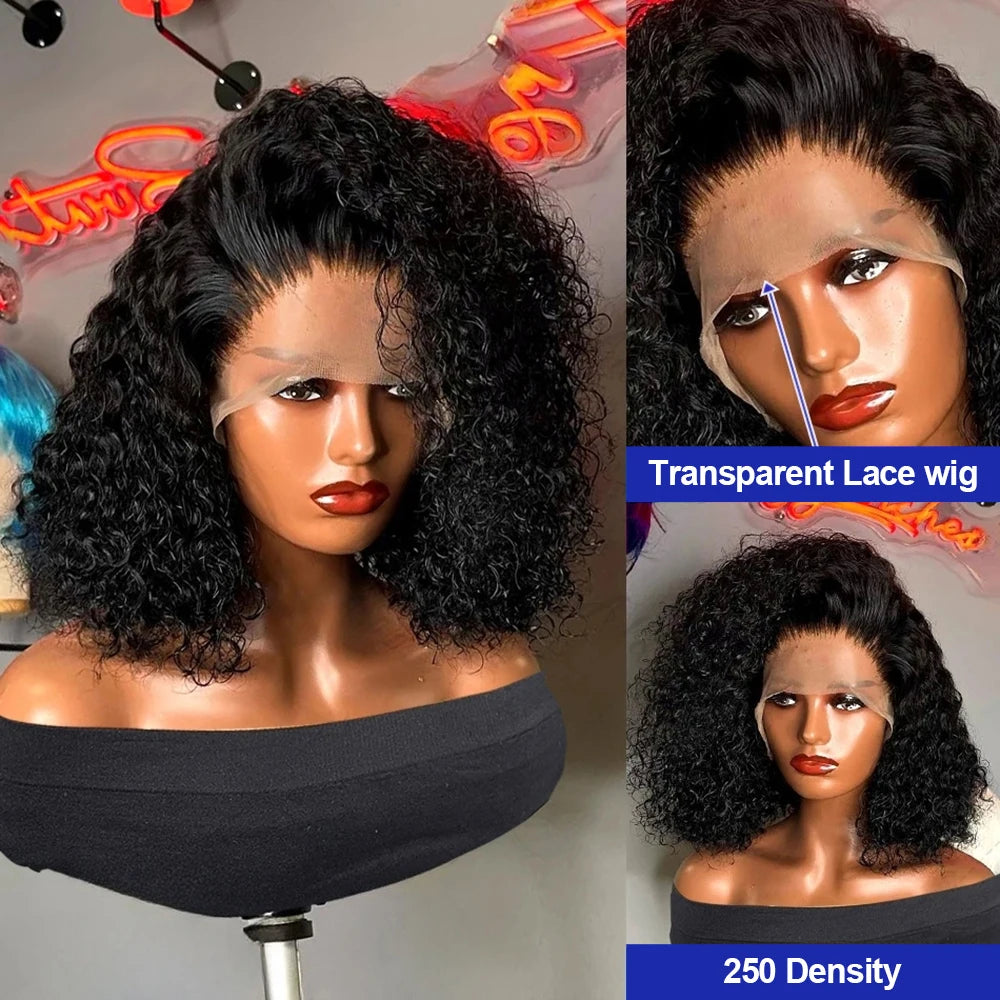 Deep Wave 13X6 Hd Lace Frontal Wig For Women 250% Vietnamese Water Curly 13x4 Lace Front Wig Short Bob Glueless Wigs Human Hair Natural Color