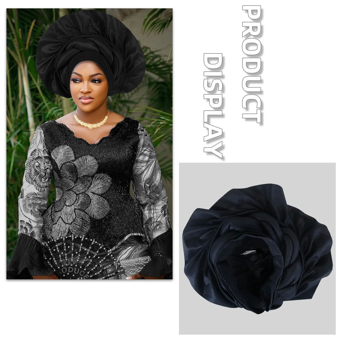 Exaggerated Fan-shaped Auto Gele Alrady Made Headtie for Women African Lady Headwraps Wedding Party Head Ties Female Turban Cap