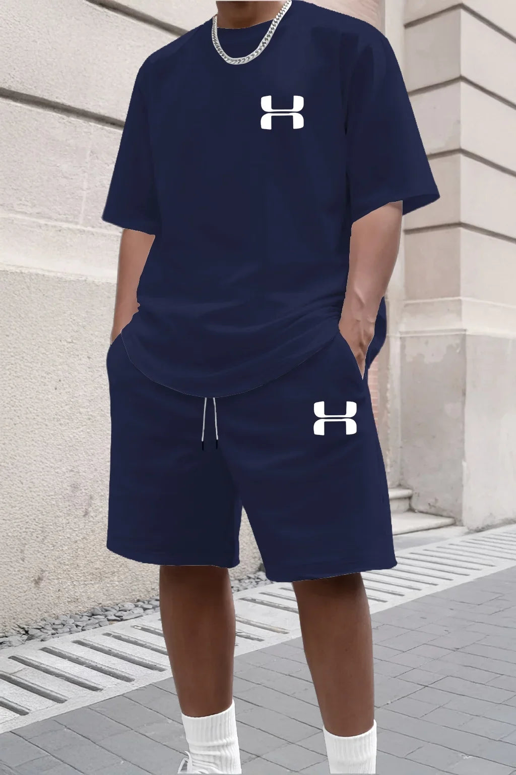 2026 Men's Sporty Suit Set, Including Short Shirt and Sports Shorts, Two Casual Suits