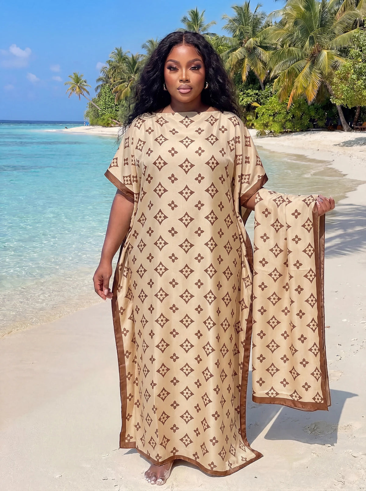 Muslim Dress Lady Party European Clothes American Clothing Abaya Dubai Maxi African Design Loose Print Robe Gowns