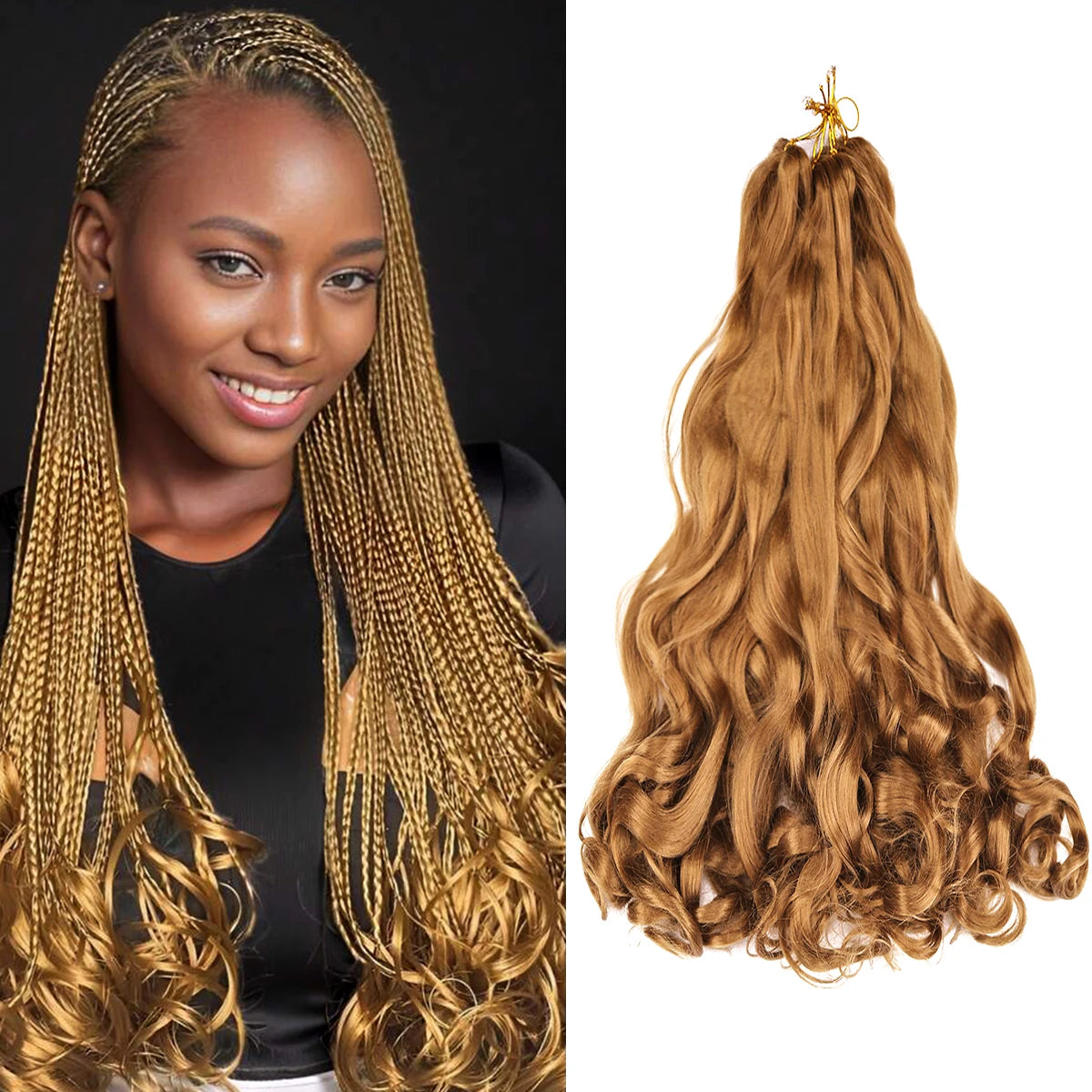 French Curls Braiding Hair Synthetic Hair Spiral Curls Braids Hair Pre Stretched Loose Wave Braiding Hair Extensions For Women