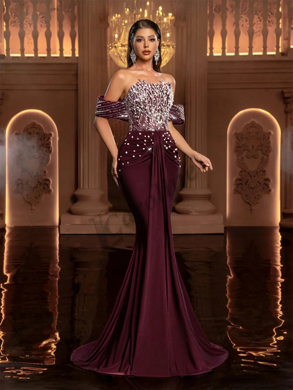Caroline Charming Mermaid Evening Dresses for Women Off the Shoulder Lace Appliques Saudi Arabric Vestidos De Fiesta Customized