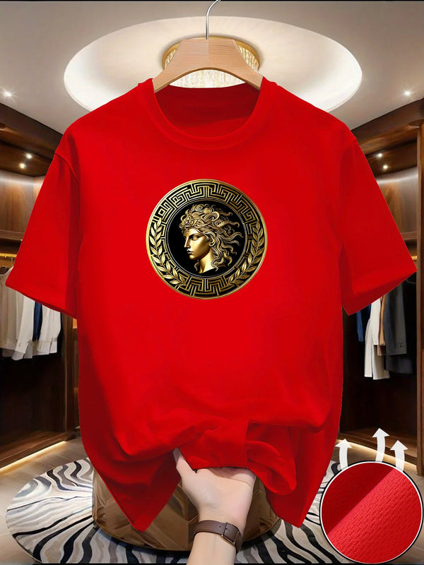 Men's Side face beauty print T-shirt Summer Outdoor Casual Sports Quick Drying Short Sleeve Top Europe Size Men Clothing for Son