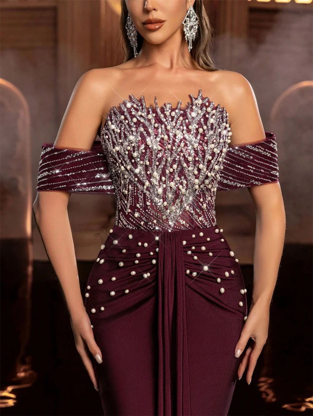 Caroline Charming Mermaid Evening Dresses for Women Off the Shoulder Lace Appliques Saudi Arabric Vestidos De Fiesta Customized