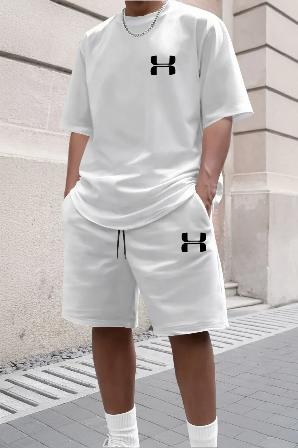 2026 Men's Sporty Suit Set, Including Short Shirt and Sports Shorts, Two Casual Suits