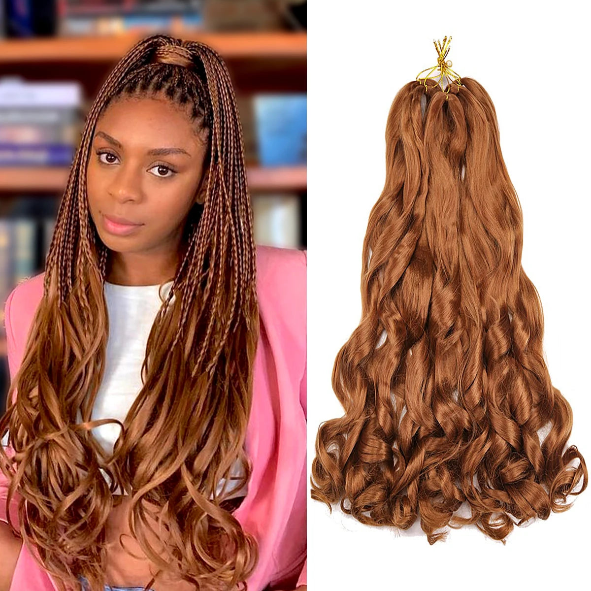 French Curls Braiding Hair Synthetic Hair Spiral Curls Braids Hair Pre Stretched Loose Wave Braiding Hair Extensions For Women