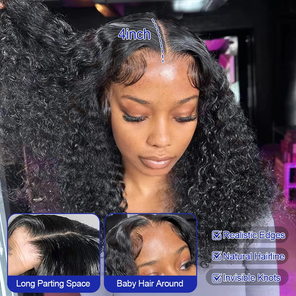 Brazilian Water Curly 13x4 Lace Front Short Bob Glueless Wig Human Hair Deep Wave 13X6 Hd Lace Frontal Wig For Women 250 Density Pre Bleached Knots Natural Color