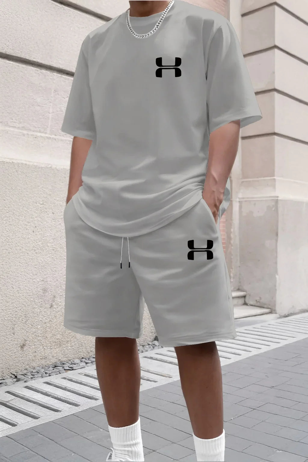 2026 Men's Sporty Suit Set, Including Short Shirt and Sports Shorts, Two Casual Suits