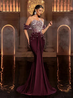 Caroline Charming Mermaid Evening Dresses for Women Off the Shoulder Lace Appliques Saudi Arabric Vestidos De Fiesta Customized